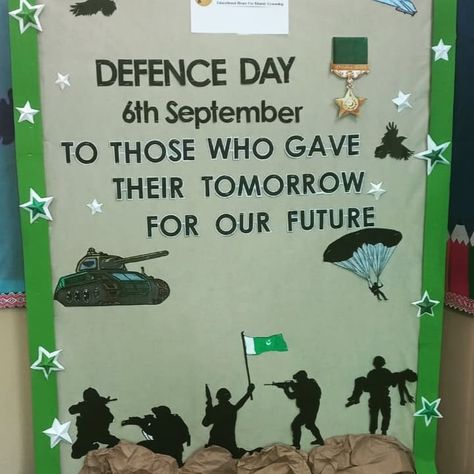 Defence Day 6 September Decoration, September Decorations, Notice Board Decoration, Soft Board Decoration, Defence Day, Soft Board, Boards Ideas, Creative Kids Crafts, 6 September