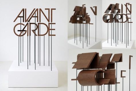 wooden typographic sculpture of the typeface Avant Garde (entitled Avantgarde) by artist Damien Roach Wood Typography, Herb Lubalin, Experimental Typography, Colossal Art, 3d Typography, Design Name, Typographic Design, Typography Letters, Typography Inspiration