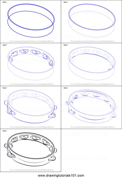 Tambourine Drawing, Draw Music, Drawing Sheet, Learn Drawing, Musical Art, Arte Inspo, Tambourine, Picture Logo, Step Drawing