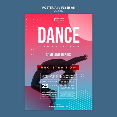 Colorful dance poster template Free Psd | Free Psd #Freepik #freepsd #poster #music #party #dance Dance Event Poster, Cute Posters For Bedroom, Dance Poster Design, Posters For Bedroom, Cute Posters, Event Poster Template, Promo Flyer, Flyer Inspiration, Dance Workshop