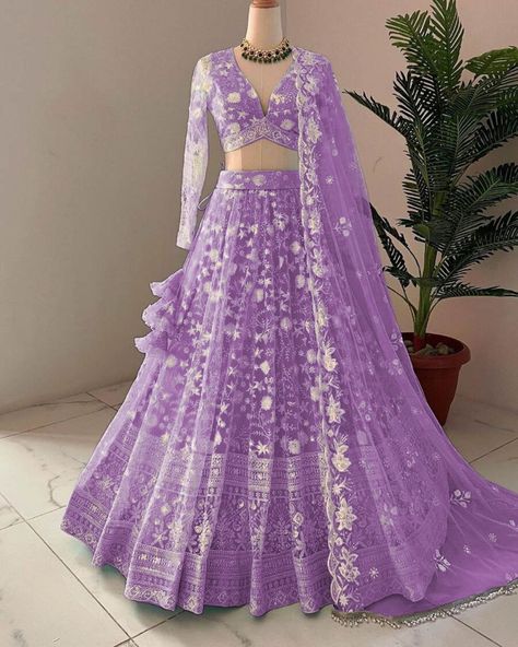 RPDF 1092-B SINGLES AVAILABLE 👗 LEHNGA:NET WITH CHAIN DESIGN WORK 👘 DUPTTA: NET WITH CHAIN DESIGN WORK WITH BOTH SIDE CHAIN WORK LACE BORDER 👕 BLOUSE: NET WITH CHAIN DESIGN WORK *UNSTITCHED BLOUSE 👚WAIST 44+ 🌷LENTH 42+ 👚FAIRE 2.50 mtr COLOUR -5 WHITE SKYBLUE CARDMOM LOWENDER GREY Feel Like A Princess, Blouse Details, Chaniya Choli, Chain Design, Order Form, Lace Border, Lavender Color, A Princess, Design Working