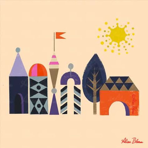 the art of shapes and imaginary cityscapes, fun and colorful illustrations for kids' rooms, poster ideas, stationery, surface pattern design ideas by Alisa Bloom Alisa Bloom, Bloom Illustration, Pattern Design Ideas, Illustration For Kids, Illustrated Maps, Poster Ideas, Children's Picture Books, Architecture Illustration, Illustrated Map