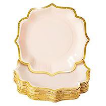 Gold Paper Plates, Paper Tea Cups, Pink Party Supplies, Gold Dessert, Disposable Plastic Plates, Neutrogena Makeup, Engagement Parties, Pink Party, Gold Party