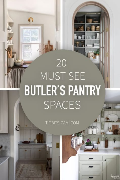 View these 20 beautiful and functional spaces to get all the Butler's Pantry design ideas and inspiration you need. Applicable ideas to create a charming butler's pantry that will offer you much needed food prep and cleaning areas with extra storage space for your finest dishes. Kitchen Ideas Butlers Pantry, Wall Pantries Ideas, Butlers Pantry Breakfast Nook, Pantry Off Kitchen Layout, Square Butlers Pantry Layout, Open Kitchen With Butler Pantry, Closed Pantry Storage, Working Butlers Pantry, Pantry New Build