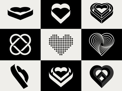 Heart Collection by Davor Butorac Graphic Heart Design, Love Heart Graphic Design, Heart Logo Black, Heart Graphic Design Illustration, Heart Logos Ideas, Heart Logo Design Ideas, Seven Logo, Heart Logo Design, Hearts Images