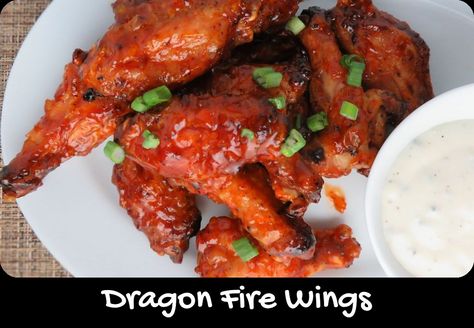 Sweet heat. And then some. I should’ve known I’d love these Dragon Fire wings so much that I would want more. Such a simple sauce but oh so addicting. Don’t let the sweetness of that first bite fool you. There’s heat coming and it’s coming fast. No question about it, Dragon Fire is easily one of my favorite wings of all time. Game Of Thrones Food, Wing Sauces, Fire Wings, Dragon Chicken, Fire Chicken, Dragon Wing, Chicken Wing Sauces, Buffalo Wing Sauce, Dragon Fire