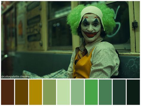 Color Palette Cinema on Instagram: “: “Joker” (2019). •Directed by Todd Phillips •Cinematography: Lawrence Sher •Production Design: Mark Friedberg •Set Decoration: Kris Moran…” Pallete Color, Film Moodboard, Todd Phillips, Movie Color Palette, Justice League 2017, Shade Of Color, Arthur Fleck, Cinema Colours, Universe Movie