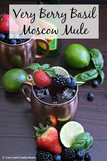 Berry Moscow Mule Recipe, Berry Moscow Mule, Spring Drinks Cocktails, Vodka Mule, Basil Drinks, Fun Party Drinks, Spring Drink, Cherry Vodka, Mule Cocktail