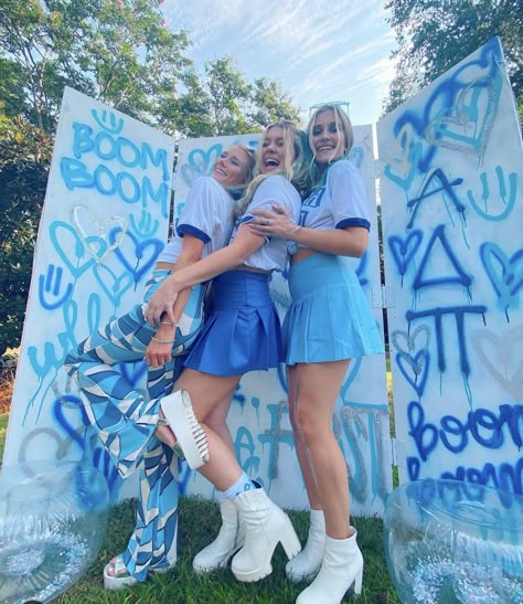 Adpi Spirit Week, Tri Delta Bid Day Themes, Blue Sorority Theme, Angel Bid Day Theme, House Of Blues Bid Day Theme, Blue Bid Day Theme, Bidday Themes, Mamma Mia Bid Day, Cloud 9 Sorority Bid Day