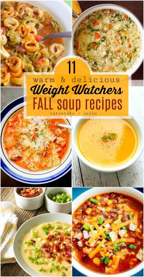 11 Warm and Delicious Fall Weight Watchers Soup Recipes. Keep on track this Fall with these easy and fast soup recipes with Weight Watcher's Points! Fast Soup Recipes, Weight Watchers Meal Plans, Weight Watchers Soup, Weight Watchers Recipes Desserts, Fall Soup, Weight Watchers Soup Recipes, Fall Soup Recipes, Weight Watcher Dinners, Fall Soups