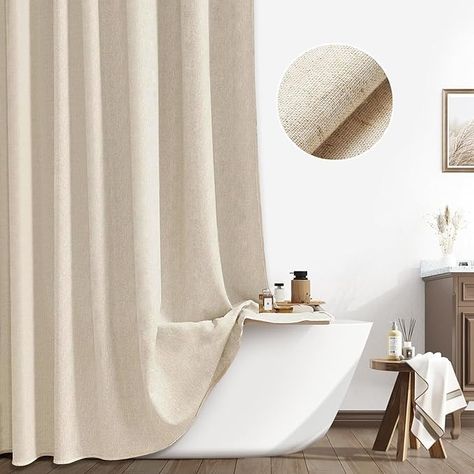 Amazon.com: Linen Shower Curtain Beige Boho Farmhouse Shower Curtains for Bathroom Natural Cloth Cotton Fabric Liner Cream 72 x 72 Inch Modern : Home & Kitchen Neutral Shower Curtain, Neutral Bathroom Ideas, Minimalist Shower Curtain, Farmhouse Shower Curtains, Linen Shower Curtain, Bathroom Natural, Long Shower Curtain, Extra Long Shower Curtain, Stone Bath Mat