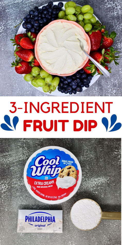 3 Ingredient Fruit Dip, Cool Whip Fruit Dip, Cream Cheese Fruit Dip Recipe, Fruit Dip Recipe, Easy Fruit Dip, Cream Cheese Fruit Dip, Best Dip Recipes, Fruit Dips Recipes, Delicious Dips Recipes