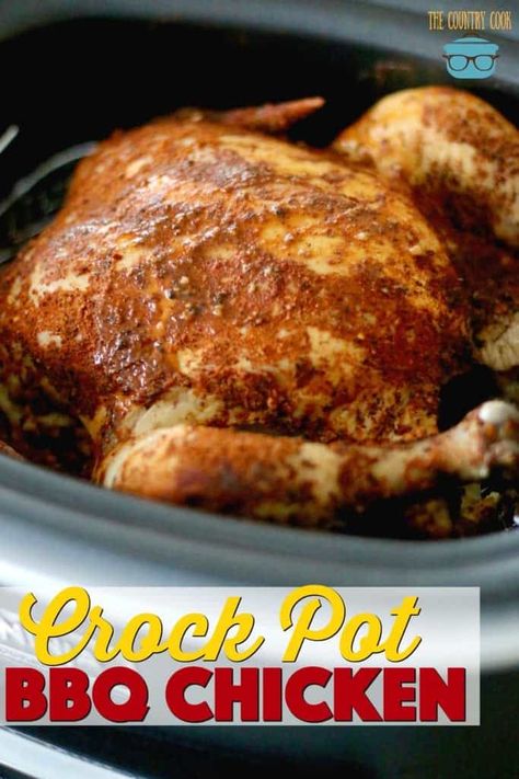 Whole Chicken In The Crockpot, Bbq Whole Chicken, Crockpot Whole Chicken Recipes, Chicken Slowcooker, Crock Pot Bbq, Bbq Chicken Crockpot, Whole Chicken Recipes, Easy Dinner Recipes Crockpot, Bbq Chicken Recipes