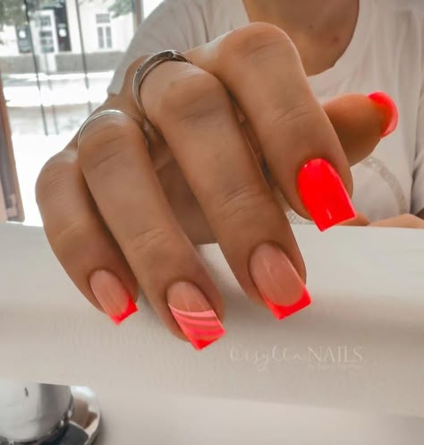 Vacation Nails Orange, Bright Summer Acrylic Nails, Neon Orange Nails, Nail Extensions Acrylic, Checkered Nails, Neon Pink Nails, Spring Acrylic Nails, Nude Nail Designs, Nails Trends