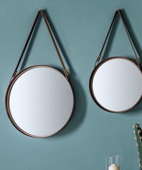 Mirrors With Leather Straps, Gold Vanity Mirror, Gold Sunburst Mirror, Metal Framed Mirror, Round Gold Mirror, Copper Mirror, Gold Framed Mirror, Vintage Mirror Wall, Diamond Mirror