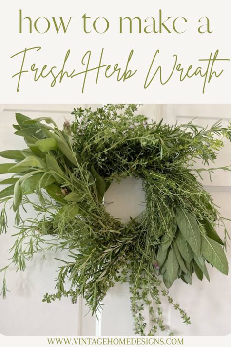 Thyme Wreath, Seasonal Wreaths Diy, Herb Wreath, Small Herb Gardens, Simple Wreath, Fresh Wreath, Grow Herbs, Rosemary Plant, Wire Wreath Forms