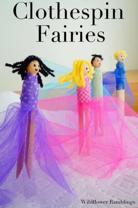 Clothespin Fairies  with a link up! from Wildflower Ramblings Fairy Sleepover, Clothespin Fairies, Stick Puppet, Operation Shoebox, Christmas Shoebox, Shoebox Ideas, Dolly Pegs, Clothespin Crafts, Princess Crafts