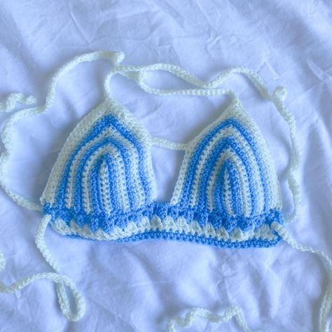 Bralette Crochet, Styles For Summer, Crochet Bralette, Crochet Tops, Crochet Bikini, Bralette, Crochet Top, Light Blue, Crochet