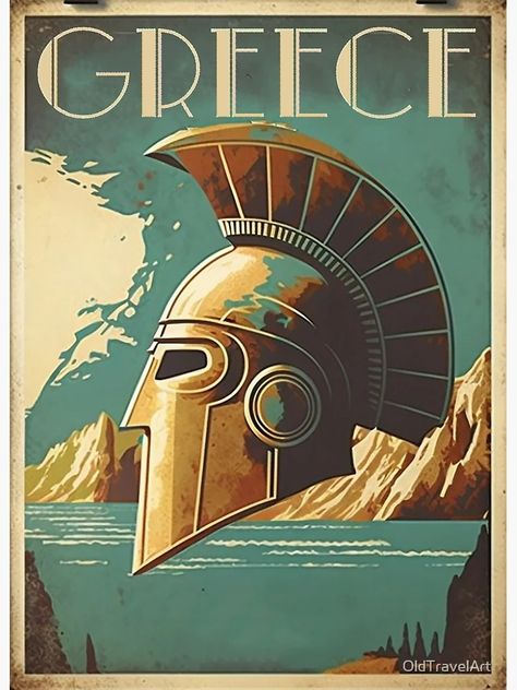 "Greece Spartan Helmet Vintage Travel Art Poster" Poster for Sale by OldTravelArt | Redbubble Greece Poster, Travel Inspired Decor, Spartan Helmet, Poster Poster, Ancient Cultures, Travel Inspired, Vintage Inspired Design, Ancient Greece, Greece Travel