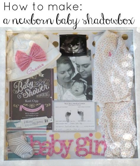 DIY Baby Shadowbox Newborn Shadow Box, Shadow Box Ideas, Baby Shadow Box, Pregnancy Ideas, Flying With Kids, Diy Shadow Box, Baby Keepsakes, Newborn Hospital, Baby Diy