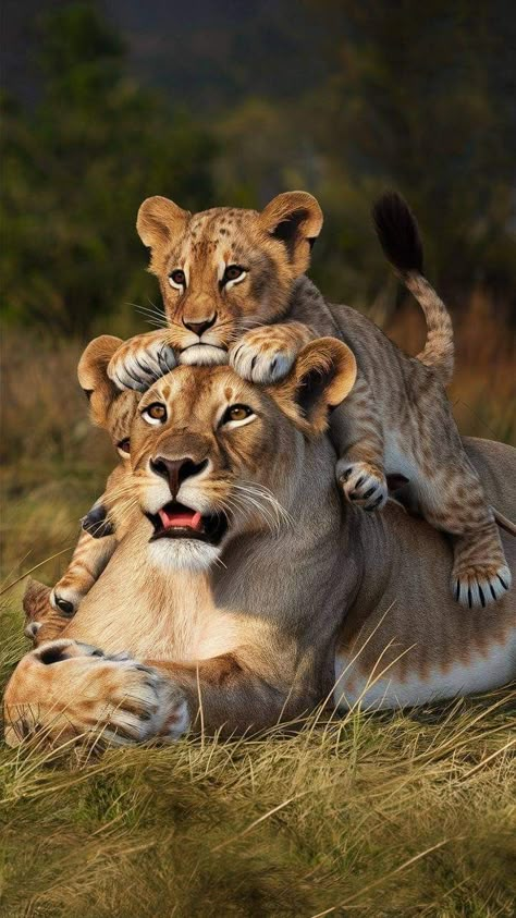 Lioness With Cubs, Unusual Animal Friendships, Lioness And Cubs, Animal Friendships, Regard Animal, Lion Toys, Female Lion, Lion Jewelry, Cutee Animals