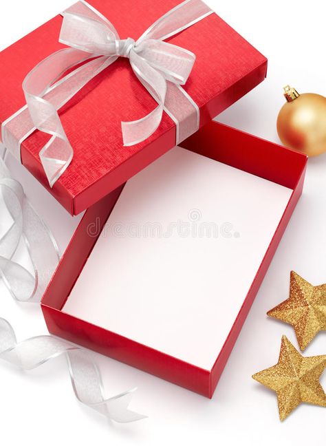 Christmas gift. Empty gift box with christmas ornaments on white background , #spon, #Empty, #box, #Christmas, #gift, #white #ad Empty Gift Box, Empty Gift Boxes, Blank Photo, Cute Coffee Mugs, Name Wallpaper, Christmas Images, Best Christmas Gifts, Christmas Present, Gift Boxes