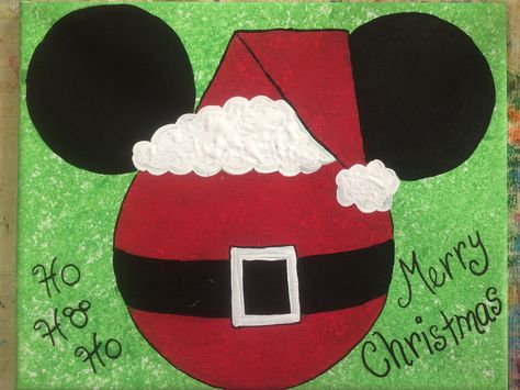 Mickey Canvas Painting, Mickey Mouse Painting Ideas, Disney Christmas Paintings On Canvas, Easy Christmas Canvas Paintings Simple, Thanksgiving Paintings On Canvas Easy, Canvas Painting Ideas Christmas, Christmas Diy Painting, Christmas Paintings On Canvas Easy Diy, Disney Canvas Paintings