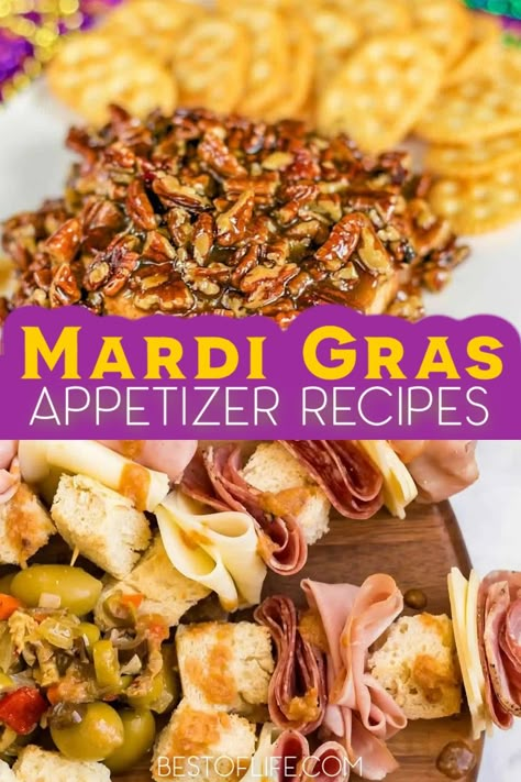 Mardi Gras Food Appetizers, Simple Party Foods, Mardi Gras Snacks, Mardi Gras Recipes Easy, Cream Cheese Board, Mardi Gras Dinner Party, Mardi Gras Appetizers, What Is Mardi Gras, Fat Tuesday Food