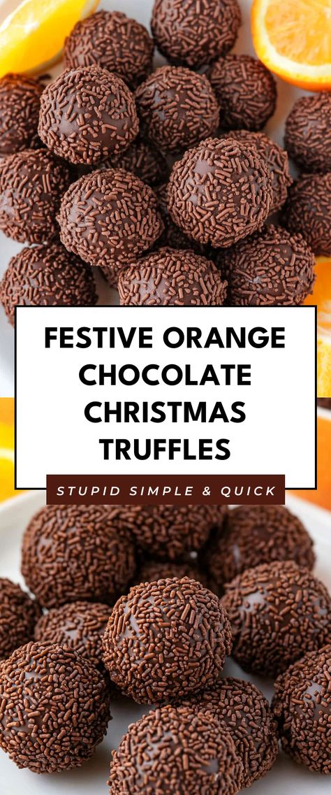 Image for Festive Orange Chocolate Christmas Truffles Christmas Peanut Butter Truffles, Chocolate Covered Orange Cream Candy, Orange Chocolate Candy, Dark Chocolate Orange Truffles, Orange Chocolate Truffles, Chocolate Truffles Christmas, Easy Christmas Truffles, Holiday Truffle Recipes, Christmas Truffles Recipe