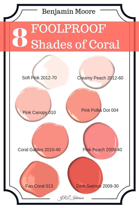 Shades of Coral Paint #benjaminmoorepaint #paintcolors #shadesofcoral #decoratingwithcoral Coral Paint Colors, Coral Paint, Coral Bathroom, Coral Room, Coral Bedroom, Shades Of Coral, Fan Coral, Coral Colour, Coral Walls