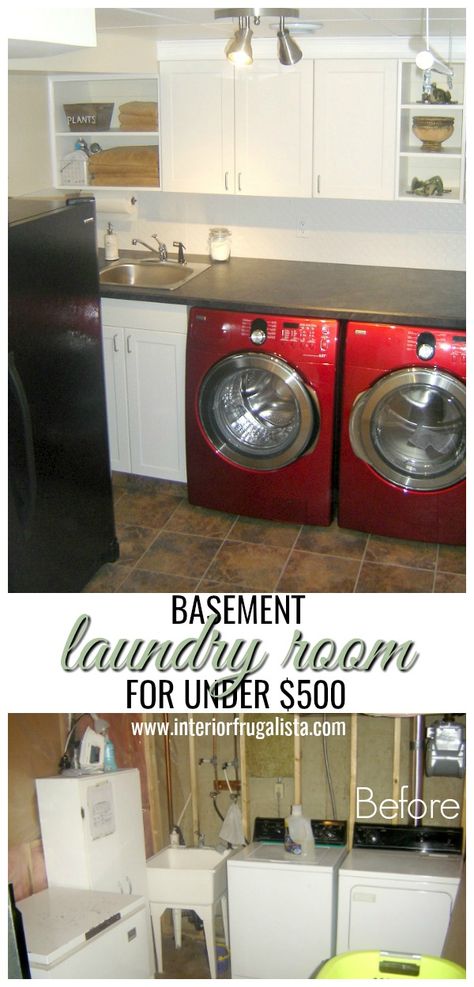 Unfinished Basement Laundry, Basement Laundry Room Makeover, Laundry Room Decor Diy, Laundry Makeover, Laundry Room Storage Shelves, Small Laundry Room Organization, Room Storage Diy, Basement Laundry Room, Basement Laundry