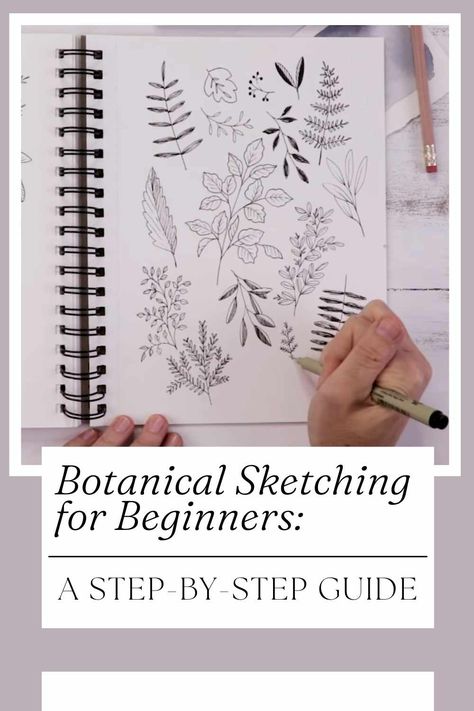 Botanical Drawings Sketchbooks, Botanical Drawings Tutorial, Nature Line Drawing, Drawing Botanicals, Sketching For Beginners, Botanical Art Drawing, Realistic Flower Drawing, Leaf Art Diy, Botanical Sketches