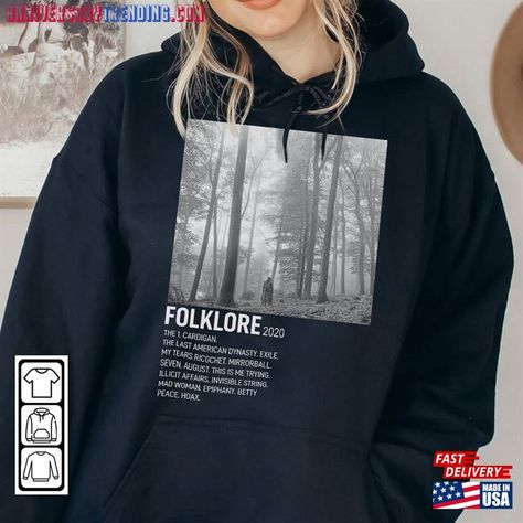 Minimalist Album Music Shirt Taylor Folklore Tour Classic Hoodie Check more at https://anniversarytrending.com/product/minimalist-album-music-shirt-taylor-folklore-tour-classic-hoodie/ Folklore Hoodie, Taylor Folklore, Mad Women, Poetry, Music, Quick Saves