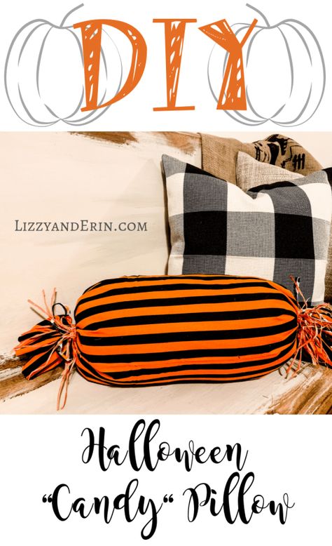 Halloween Pillows Diy, Fall Pillows Diy, Sew Halloween, Diy Halloween Candy, Halloween Fabric Crafts, Sew Pillow, Candy Pillows, Diy Sy, Halloween Pillows Covers