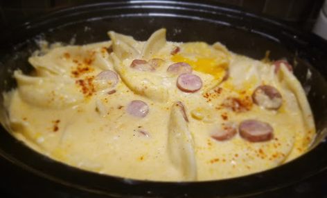 Pierogi soup Perogie Soup Creamy, Perogies Soup Recipe, Pierogi And Sausage Soup, Perogies Soup, Pierogi Soup Crock Pot, Perigee Soup, Perogie Soup Recipes, Pierogies Dinner Ideas, Pierogi Soup Recipe