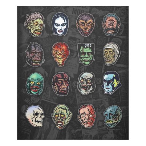 Horror movie Monsters Fleece Blanket Vintage Halloween Monsters, Classic Halloween Monsters, Horror Movie Monsters, Monster Masks, Arte Pulp, Monster Mask, Famous Monsters, Horror Posters, Horror Movie Art