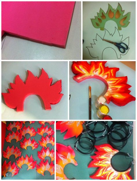 Art ,Craft ideas and bulletin boards for elementary schools: Head band for fire prop | Tutorial Fire Headband Diy, Diy Fire Costume Women, Fire Headband, Bulletin Boards For Elementary, Diwali Craft For Children, Homemade Fireworks, Creative Ideas For Kids, Fireworks Craft For Kids, Sparklers Fireworks