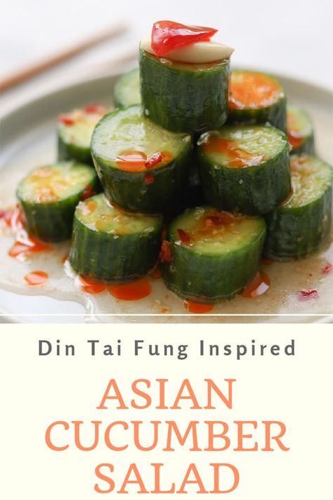 Dim Sum Cucumber Salad, Persian Cucumber Recipe, Din Tai Fung Cucumber Recipe, Sesame Oil Recipes, Garlic Vinegar, Sesame Noodles Recipe, Korean Glass Noodles, Asian Cucumber Salad, Din Tai Fung