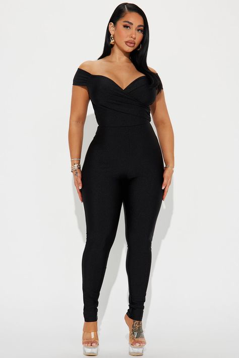 Available In Wine And Black. Jumpsuit Off Shoulder Short Sleeve Sweetheart Neckline Skinny Inseam= 29" Stretch 82% Nylon 18% Spandex Imported | Denali Off Shoulder Jumpsuit in Black size 3X by Fashion Nova Fall Wedding Outfits For Women, All Black Birthday Outfit, Gesture Practice, Jumpsuit Off Shoulder, Uzun Boy, Fall Wedding Outfits, Wedding Outfits For Women, Off Shoulder Jumpsuit, Fashion Nova Outfits