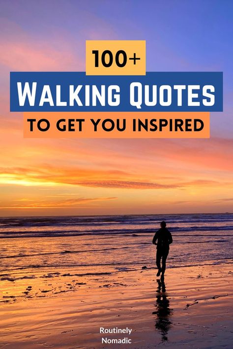 Person walking on beach at sunset with walking quotes and captions Walking Funny Quotes Humor, Caption For Walking Pictures, Walking Inspiration, Walking Quotes Inspirational Short, Walking Captions Instagram, Walking Quotes Funny, Quotes Walking, Walk In The Park Quotes, Motivational Quotes For Walking