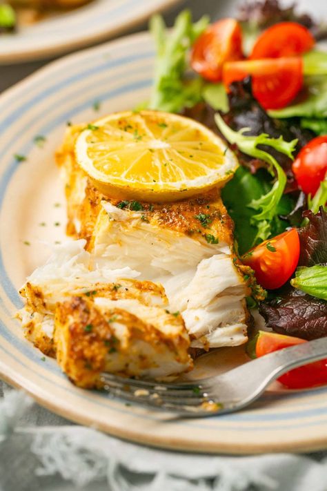 12-Minute Air Fryer Halibut With Creamy Lemon Garlic Sauce Creamy Lemon Garlic Sauce, Halibut Recipes Healthy, Halibut Recipes Baked, Baked Tilapia Recipes, Tilapia Recipe, Lemon Garlic Sauce, Halibut Recipes, Baked Tilapia, Quick Salads