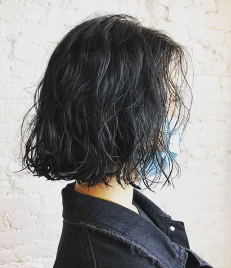 Cold Wave Perm Short Hair, Bob Hairstyles Asian Round Faces, Short Digital Perm, Japanese Digital Perm, Korean Perm Hair, Korean Perm Short Hair, Digital Perm Short Hair, Cold Wave Perm, Asian Hair Perm