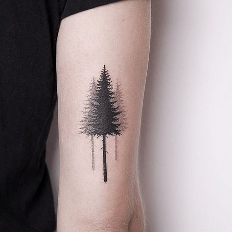 Wilderness Tattoo, Tattoo Ribs, Pine Tattoo, Tree Tattoo Forearm, Tree Tattoo Back, Pine Tree Tattoo, Forest Tattoos, Tree Tattoo Designs, Tattoos Geometric