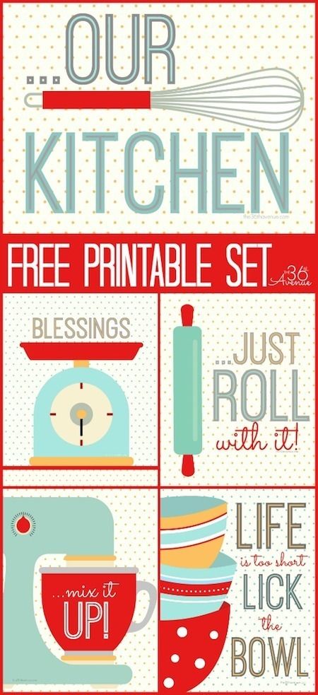 Roundup: 22 Free Kitchen Wall Art Printables » Curbly | DIY Design Community Kitchen Printables Free, Hobby Corner, Kitchen Printables, Kitchen Wall Art Printables, Pretty Printables, Kitchen Set, Kitchen Sets, Free Prints, Retro Kitchen