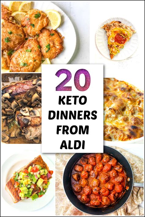 collage of pics of keto dinners made with Aldi food Easy Keto Dinner Ideas, Keto Dinner Ideas, Easy Keto Dinner, Aldi Meal Plan, Keto Products, Aldi Recipes, Keto On A Budget, Meal Prep Plans, Keto Menu