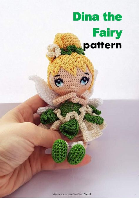 Crochet Princess, Crochet Fairy, Crochet Disney, Pola Amigurumi, Doll Tutorial, Tinker Bell, Crochet Doll Pattern, Bag Crochet, Fairy Dolls