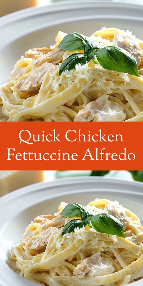 Need a quick dinner? This Chicken Fettuccine Alfredo is ready in just 30 minutes! Rotisserie Chicken Fettuccine Alfredo, Recipes For Chicken Alfredo, Fettucine Alfredo With Chicken, Best Chicken Fettuccine Alfredo, Fettucini Alfredo Chicken, Easy Chicken Alfredo Recipe, Chicken Fettucini, Fettuccine Alfredo With Chicken, Chicken Fettuccine Alfredo Recipe