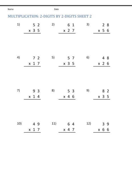 4th Grade Multiplication Worksheets, Double Digit Multiplication, Math Reference Sheet, 4th Grade Multiplication, Free Multiplication Worksheets, Math Multiplication Worksheets, Multi Digit Multiplication, Math Practice Worksheets, Free Printable Math Worksheets