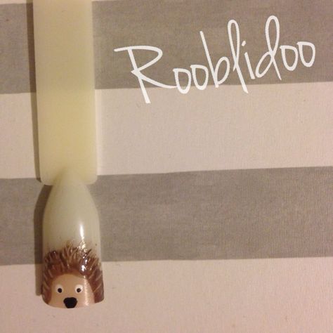 Hedgehog nail art by Rooblidoo Hedgehog Nail Art, Hedgehog Nails, Woodland Nails, Hedgehog Sketch, Aesthetic Note, Fall Acrylic, Simple Fall Nails, Moon Nails, Lovely Nails