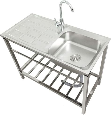 Amazon.com: Durable Kitchen Sink, 29.5 x 15.7 x 30 inch Single Bowl 201 Stainless Steel Sink, Free Standing Utility Washing Hand Basin for Kitchen Sink, Bar Sink or Outdoor Sink, with Accessories : Tools & Home Improvement Shelves Restaurant, Commercial Kitchen Sink, Restaurant Sink, Stainless Steel Utility Sink, Ceramic Cookware Set, Commercial Sink, Outdoor Sinks, Freestanding Kitchen, Single Bowl Sink